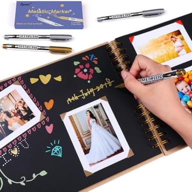 Dyvicl Metallic Markers Pens - Silver and Gold Paint Pens for Black Paper, Glass, Rock Painting, Halloween Pumpkin, Card Making, Scrapbook Album, Christmas DIY Art Craft Kids, Set of 4 - Image 5