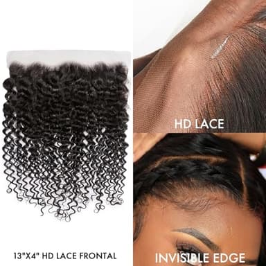 Human Hair Bundles Deep Wave Bundles Human Hair with Frontal Closure (22 24 26+20, Free Part) 16A Wet and Wavy Burmese Curly 3 Bundle with 13x4 HD Lace Frontal 100% Raw Hair Extensions - Image 4