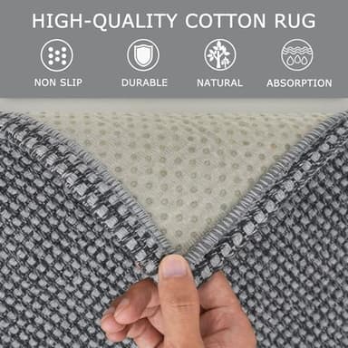 KOZYFLY Runners for Hallways 3x10 ft Washable Kitchen Runner Non Slip Rubber Backed Hallway Rugs Cotton Entryway Runner Rug Floor Carpet for Indoor Hall, Backdoor, Kitchen, Grey/Dark Grey - Image 6