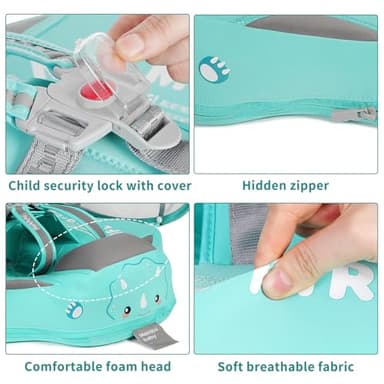 Mambobaby Float with Canopy Size Improved Non Inflatable Infant Baby Pool Float Smart Mambo Float Swim Trainer Add Tail Baby Swim Float Mambo Baby Float Solid Air Free Water Waist Swimming Ring - Image 5