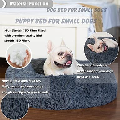 nononfish Puppy Bed for Small Dogs Washable Donut Calming Pet Beds with Anti-Anxiety Fits up to 15 lbs Pets,23 Inches Dark Gray - Image 2