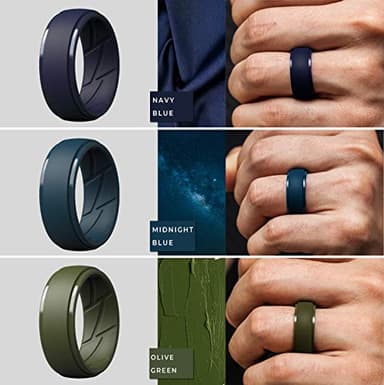 ThunderFit Men's Silicone Rings 10mm Wide 2.5mm Thick Rubber Bands, Breathable, Variety Multipack 1-10 - Image 4