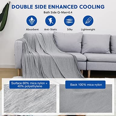 HOMFINE Cooling Blankets for Hot Sleepers - Summer Blanket Thin Lightweight Breathable Soft Double Side Enhanced Cooling for Bed Couch Sofa, Keep Cool for Night Sweats (Grey, 60 x 80 inches) - Image 3
