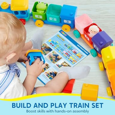 Learning Toy for Toddlers 1 2 3 Years Old, Counting, Matching & Sorting Montessori Learning Farm Train Including 9 Farm Animals and 1 Farmer, Easter Christmas Birthday Gift for Baby Boys Girls - Image 6