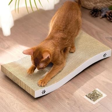 Cat Scratcher, Durable Scratch Pad, Corrugated Cardboard Scratching Board for Indoor Cats, Heavy Duty, Double-Sided Usability, Recyclable, with Catnip - Image 1