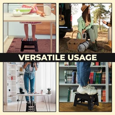 Utopia Home Folding Step Stool - (Pack of 1) Foot Stool with 9 Inch Height - Holds Up to 300 lbs - Lightweight Plastic Foldable Step Stool for Kitchen, Bathroom & Living Room (Black) - Image 6