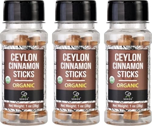 Soeos Ceylon Cinnamon Sticks 1 oz (28g) Pack of 3, Organic Cinnamon Sticks, Real Cinnamon farmed in Sri Lanka, Non-GMO, Cinnamon for Coffee, Baking, Cooking and Beverages - Image 1