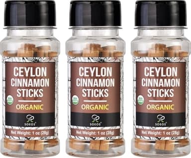 Soeos Ceylon Cinnamon Sticks 1 oz (28g) Pack of 3, Organic Cinnamon Sticks, Real Cinnamon farmed in Sri Lanka, Non-GMO, Cinnamon for Coffee, Baking, Cooking and Beverages - Image 1