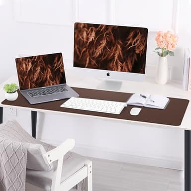 Leather Desk pad Protector, Large Desk mat with Natural Cork & PU Leather,Mouse pad,Non-Slip Office Desk Mat,Waterproof Desk Writing Pad for Office and Home (47in*23.7in,Coffee) - Image 6