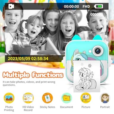 Instant Print Camera for Kids, Christmas Birthday Gifts for Girls Boys, Selfie Digital Camera with 1080P Videos, Portable Camera Toy for 4 5 6 7 8 9 10 Years Old boy with Print Paper & 32G Card - Image 3