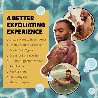 GOSHI Exfoliating Shower Towel - Rip-Resistant Exfoliating Washcloth for All Skin Types - Brick Red - Made in Japan - Image 3