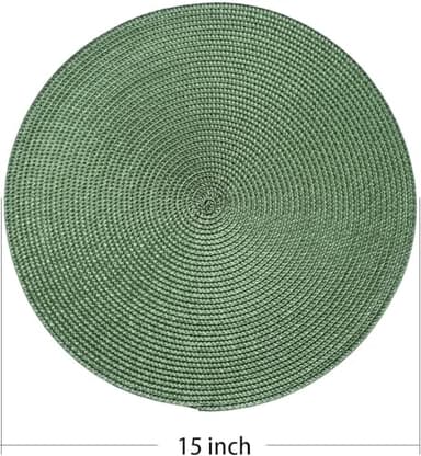 AHHFSMEI Round Braided Placemats 15 Inch Round Table Mats for Dining Tables Natural Woven Heat Resistant Place mats Set of 8 (Olive Green,8) - Image 2