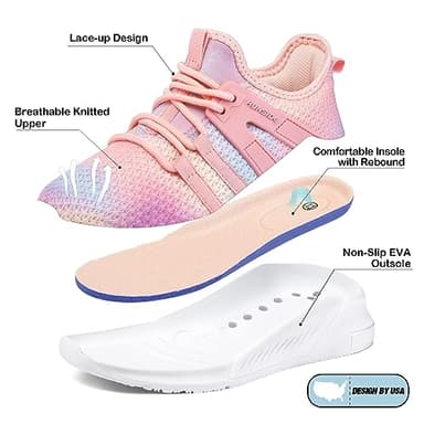 RUNSIDE Girls Tennis Shoes Lightweight Sports Kids Sneakers Lace-up for Running/Walking, Toddler/Little Kid/Big Kid - Image 4