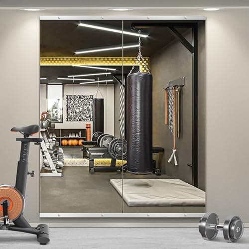 TRAHOME Home Gym Mirror for Wall,Mirror Full Length,60"x25"x2PCS,Glass Frameless Body Large Mirror for Home Gym,Workout,Bedroom,Garage(Silver) - Image 1
