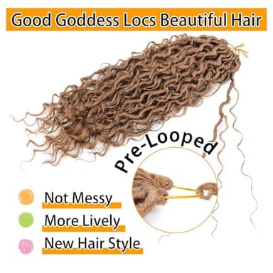 Col Bling Goddess Locs Crochet Hair 14 Inch, 8 Packs Faux Locs Crochet Hair Pre Looped for Women, Boho Crochet Locs with Curly Ends (14 Inch 27#) - Image 4