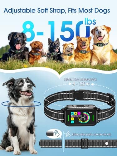 DINJOO Bark Collar, Dog Bark Collar for Large Medium Small Dogs,Smart Bark Collar,Rechargeable Anti Barking Training Collar with 8 Adjustable Sensitivity,Bark Shock Collar with Beep (Dark Black) - Image 5