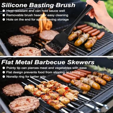 POLIGO 22PCS Heavy Duty BBQ Grill Accessories Set, Non-Slip Grill Tools for Outdoor Grill Set Thicker Stainless Steel Grill Utensils Set, Deluxe Grilling Tools Set in Aluminum Case Ideal Gifts for Men - Image 6