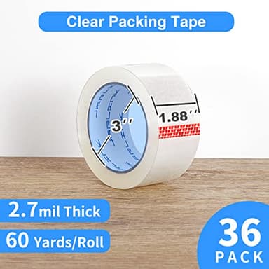 JARLINK Clear Packing Tape (36 Rolls), Heavy Duty Packaging Tape for Shipping Packaging Moving Sealing, 2.7mil Thick, 1.88 inches Wide, 60 Yards Per Roll, 2160 Total Yards - Image 2
