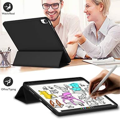 iMieet iPad Air 11 Inch Case M3(2025) / M2 (2024), iPad Air 5th/4th Generation Case 2022/2020 10.9 Inch with Pencil Holder,Trifold Stand Smart Case with Soft TPU Back(Black) - Image 6