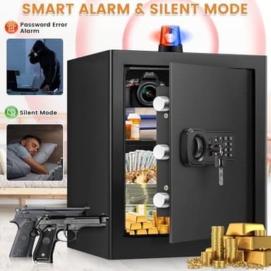 16.53'' Tall Fireproof Safe Box, 2.3 Cuft Home Safety Box with Fireproof Waterproof Bag, Anti-Theft Security Document Safe with Combination Lock & Removable Shelf, Large Safes for Home Cash Medicine - Image 5