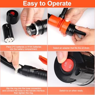 Portable Power Battery Transfer Pump, Fuel Transfer Pump Battery Powered with 3 Adapters, Gas Siphon Pump for Gasoline, Effortless Liquid Transfer Pump for Cars, Motorcycles, Camping（1 Pack） - Image 5