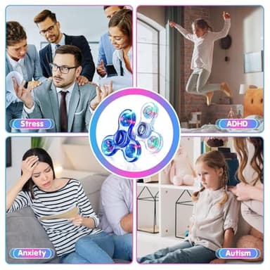 Fidget Spinner for Kids 2 Pack, Light up Sensory Fidget Toys Adults Kids 4-8-12 with Autism ADHD, Anxiety Toys Stress Relief Teen Boy Gifts, Glow in The Dark Party Favors Fidgets Classroom Prizes - Image 4