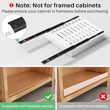 Pull out Cabinet Organizer, Expandable(12"-20") Heavy Duty Slide out Drawers Fixed with Adhesive Nano Film for Pots, Roll out Shelf Storage for Kitchen Base Cabinet Organization(White) - Image 3
