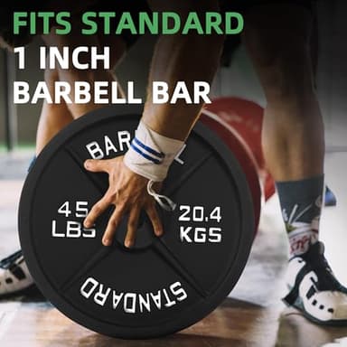 Fitvids Cast Iron 1-Inch Standard Weight Plate for Strength Training & Weightlifting, Multiple Weights Available, 45LB (Pair) - Image 5