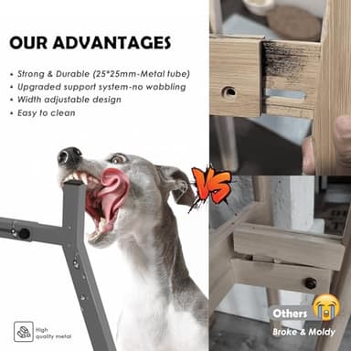 TIDANT Dog Bowl Stand, Adjustable Width for 7-10.6'' Bowls, Raised Dog Food & Water Bowls, 11'' Tall, Grey (Bowl Not Included) - Image 3