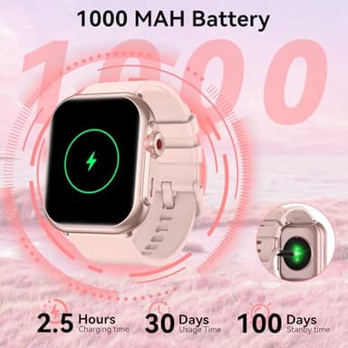Smart Watch for Men Women, 1000 mAh 100 Day Battery Life, 1.85" Fitness Tracker with Call Function, 110+ Sport Modes, Heart Rate, Sleep Monitor Fitness Watch, IP68 Waterproof, Compatible iOS Android - Image 7