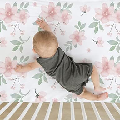 BROLEX Baby Fitted Crib Sheets: Kid Crib Sheets - Set of 2 for Toddler Standard Size Crib Mattress for Boys and Girls - Jersey Knit Crib Bed Sheets Pink Blossom - Image 5