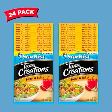 StarKist Tuna Creations Sweet and Spicy, 2.6 oz Pouch (24 Pack) Ready to Eat Wild Caught Tuna, 16g Protein, 90 Calories Per Serving, Gluten Free, Soy Free, Kosher, Perfect for Salads, Meals and Snacks - Image 3