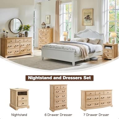 T4TREAM Nightstand with Charging Station, 18 Inch Vintage End Table with 2 Drawers, Wood Rustic Sofa Side Table with Open Storage Shelf for Bedroom, Living Room, Natural Oak - Image 6