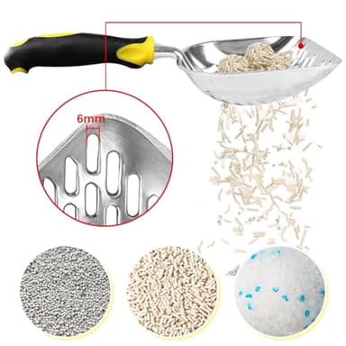 Apidgrowth Cat Litter Scoop,Long Handle Cat Scooper,Stainless Steel Metal Scoop,Poop Sifting,Mesh Shovel,Suitable for Cat Litter Box, (Yellow) - Image 3