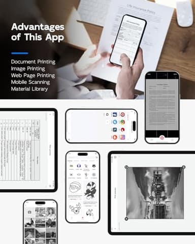 Portable Printers Wireless for Travel, Bluetooth Inkless Thermal Printer Support 8.5" X 11" US Letter, Mobile Printer for Phone Laptop, with Case and 4 Rolls Thermal Paper Kit, for Home Office Receipt - Image 7