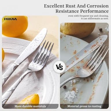 HIKAA Silverware Set, 30-piece Stainless Steel Flatware Set Cutlery Set for 6, for Kitchen, Home, Wedding, Party, Mirror Polished and Dishwasher Safe - Image 6