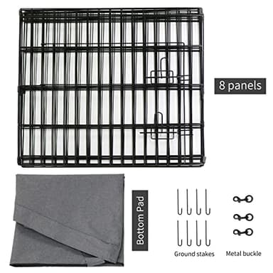 PETIME Foldable Metal Dog Exercise Pen/Pet Puppy Playpen Kennels Yard Fence Indoor/Outdoor 8 Panel 24" W x 24" H with Bottom Pad (with Bottom pad, 8 Panels 24" H) - Image 4