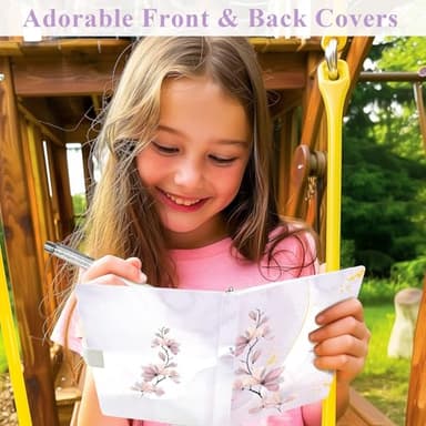 DWIYITTN Floral Journal for Girls - Gift for Teens, Kids - Diary with Pen & Magnetic Closure, 192 Pages for Writing, 5.3"x7.5" Hardcover Lined Notebook - Image 2