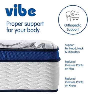 Vibe Quilted Hybrid Mattress, 12-Inch Innerspring and Pillow Top Gel Memory Foam Mattress, Fiberglass Free, CertiPUR-US Certified Bed in a Box, Full, White - Image 9