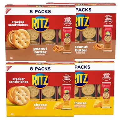RITZ Peanut Butter and Cheese Sandwich Crackers Variety Pack, Lunch Snacks, 32 Snack Packs (6 Crackers Per Pack) - Image 11