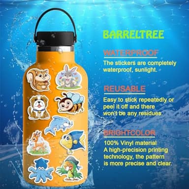 300 PCS Water Bottle Stickers for Kids,Waterproof Vinyl Animal Stickers for Kids,Skateboard,Laptop Stickers for Girls Boys Classroom Prizes - Image 4