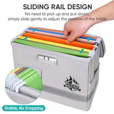 BALEINE Fireproof Document Box with Lock, Portable Fireproof Document Bag Waterproof Fire Proof File Boxes for Documents, File Organizer Box for Important Paperwork (Silver, 12.5''x10.5''x6'') - Image 3