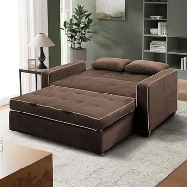 Serta Ainsley Loveseat with Pull Out Sleeper Microfiber Java Queen - Image 2