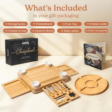 SMIRLY Charcuterie Boards Set - Large Bamboo Cheese Board Set - House Warming Gifts New Home, Wedding Gift for Couple, Bridal Shower Gift, Birthday Gifts for Women - Image 2