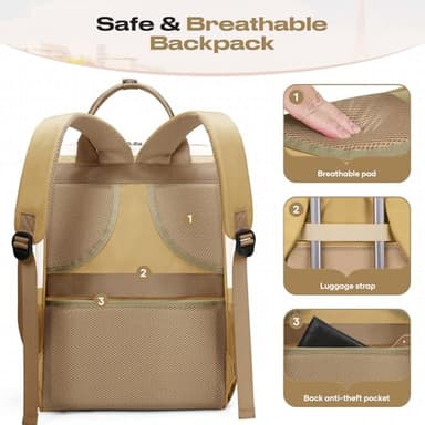 Maelstrom Travel Backpack for Women Men,Laptop Backpack Fits 15.6-17.3 Inch Laptop, Nurse/Teacher/Work Bag with Insulated Lunch Box,Water Resistant Carry On Backpack,Khaki-Beige - Image 6