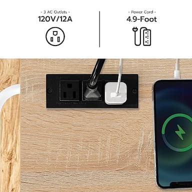 HOOBRO Kitchen Island with Power Outlet, Kitchen Storage Island with Spice Rack and Drawer, Rolling Kitchen on Wheels, for Home, Dining Room, Natural and White - Image 3