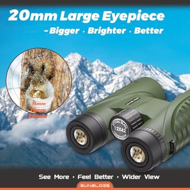 12x42 Binoculars for Adults, High Powered, BAK4 Prism, Waterproof Binoculars, Lightweight Binocular for Bird Watching, Hunting, Travel, Stargazing Cruise (Green) - Image 3