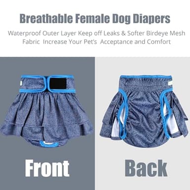 wegreeco Dog Diapers Female (3 Pack), Highly Absorbent Dog Diapers for Female Dogs Washable in Heat, Incontinence, or Excitable Urination (Jeans, Large) - Image 5
