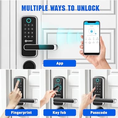 OLUMAT Smart Door Lock with WiFi Gateway, Keyless Entry Door Lock with Handle - Smart Locks for Front Door with Keypad - Fingerprint Locks with App Control - Auto Lock - Image 2