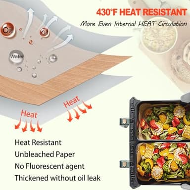 Ninja Foodi Air Fryer Liners, Ninja Air Fryer Liners Disposable, Ninja DZ071 Foodi Ninja Dual Air Fryer Parchment Paper Liners, Rectangular Airfryer Paper Liners, Rectangle 2 Basket Liners - Image 6